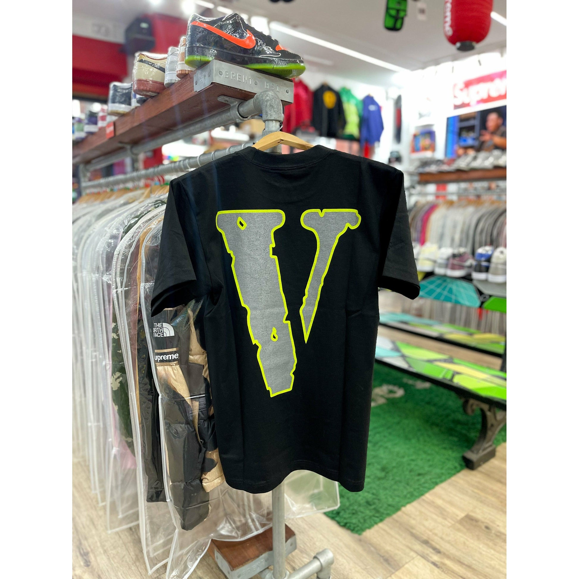 Juice Wrld x Vlone MOTY Man of the Year T-shirt Black/Green by Vlone in Clothing. Available at KershKicks for £120.00. A must-have for fans of Vlone looking to elevate their style with this T-Shirt.