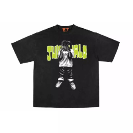 Juice Wrld x Vlone MOTY Man of the Year T-shirt Black/Green by Vlone in Clothing. Available at KershKicks for £120.00. A must-have for fans of Vlone looking to elevate their style with this T-Shirt.