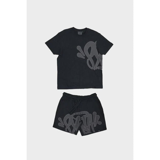 SYNA WORLD LOGO T SHIRT & SHORT SET - BLACK by SYNA in Clothing. Available at KershKicks for £225.00. A must-have for fans of SYNA looking to elevate their style with this Hoodie.