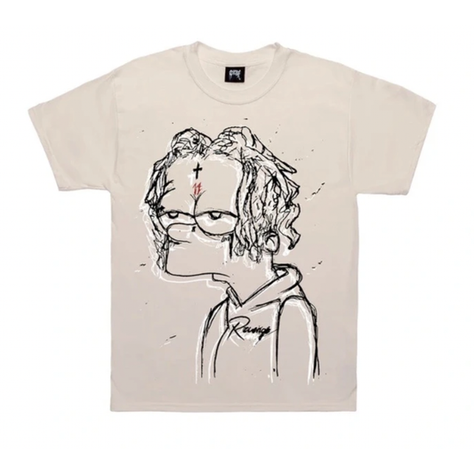 Revenge x Trippie Redd Bart Tee Cream by Revenge in . Available at KershKicks for £95.00. A must-have for fans of Revenge looking to elevate their style with this T-Shirt.