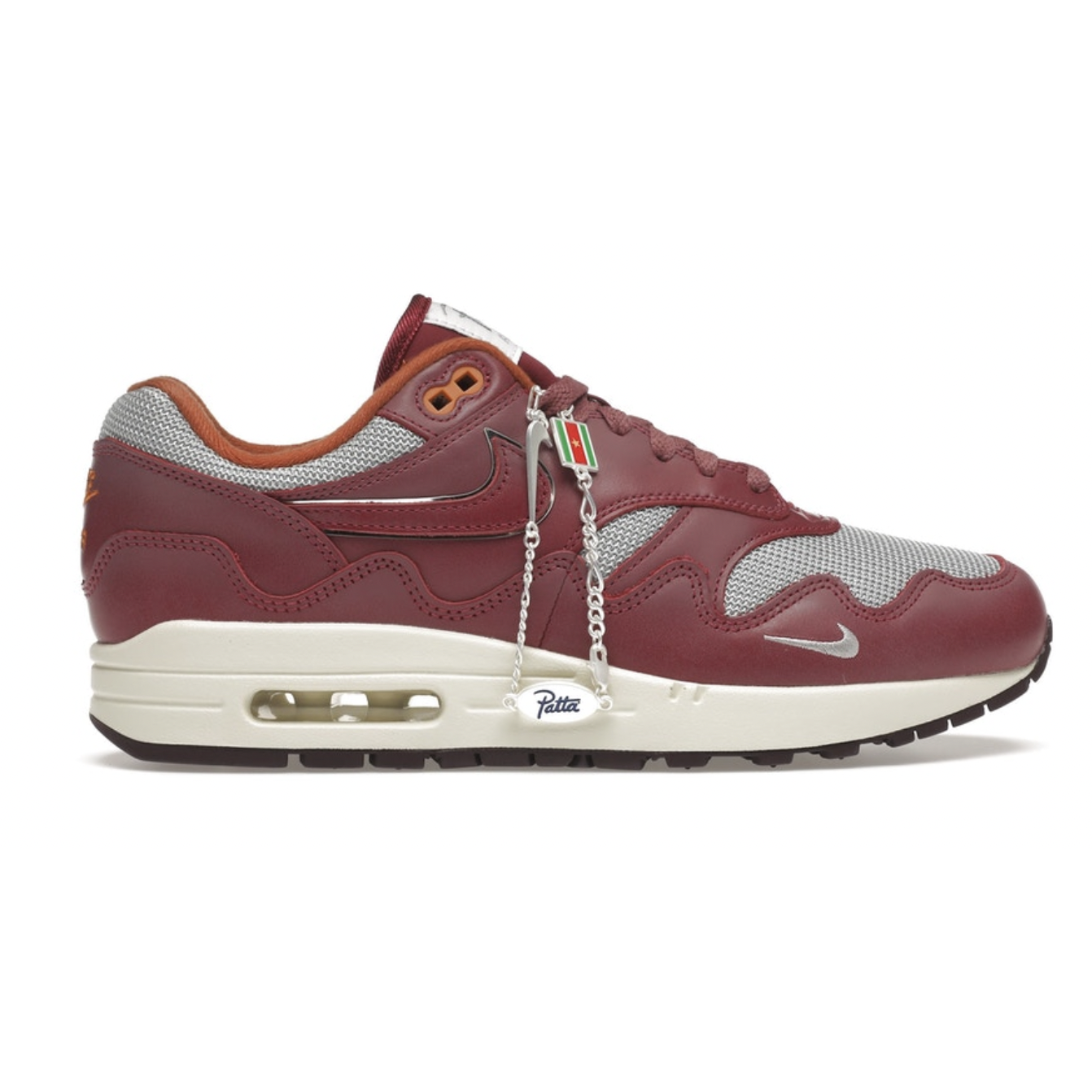 Nike Air Max 1 Patta Waves Rush Maroon (with Bracelet) by Nike in Shoes. Available at KershKicks for £155.00. A must-have for fans of Nike looking to elevate their style with this Shoes.
