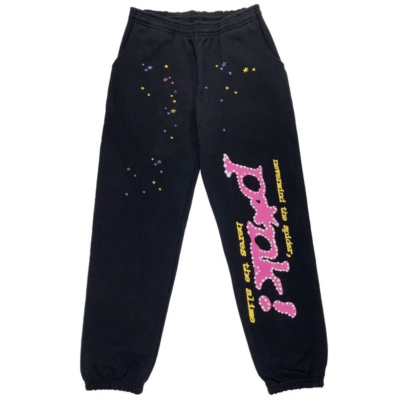 Sp5der P*NK Sweatpants Black by Young Thug in Sweatpants. Available at KershKicks for £225.00. A must-have for fans of Young Thug looking to elevate their style with this Sweatpants.