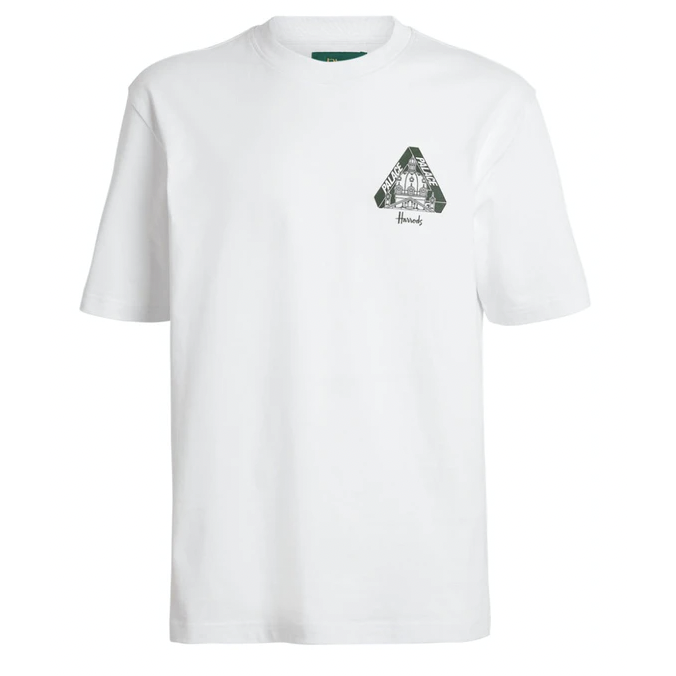 Palace x Harrods Logo T-shirt White by Palace in . Available at KershKicks for £100.00. A must-have for fans of Palace looking to elevate their style with this T-Shirt.