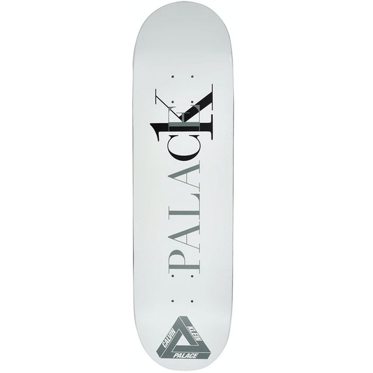 Palace CK1 Skateboard Deck White by Palace in . Available at KershKicks for £110.00. A must-have for fans of Palace looking to elevate their style with this Skateboard.