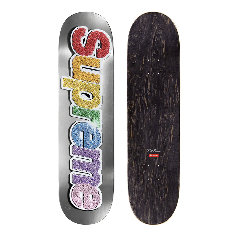 スケートボード supreme bling box logo skateboard Supreme Bling Box Logo Skateboard Deck Platinum | Supreme | KershKicks