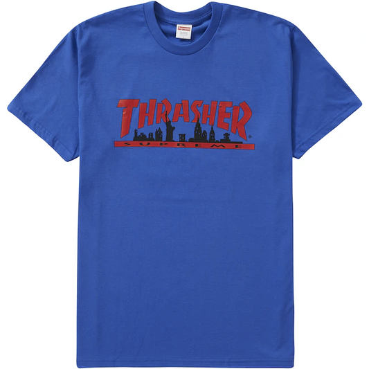Supreme Thrasher Skyline Tee Royal by Supreme in . Available at KershKicks for £90.00. A must-have for fans of Supreme looking to elevate their style with this T-Shirt.