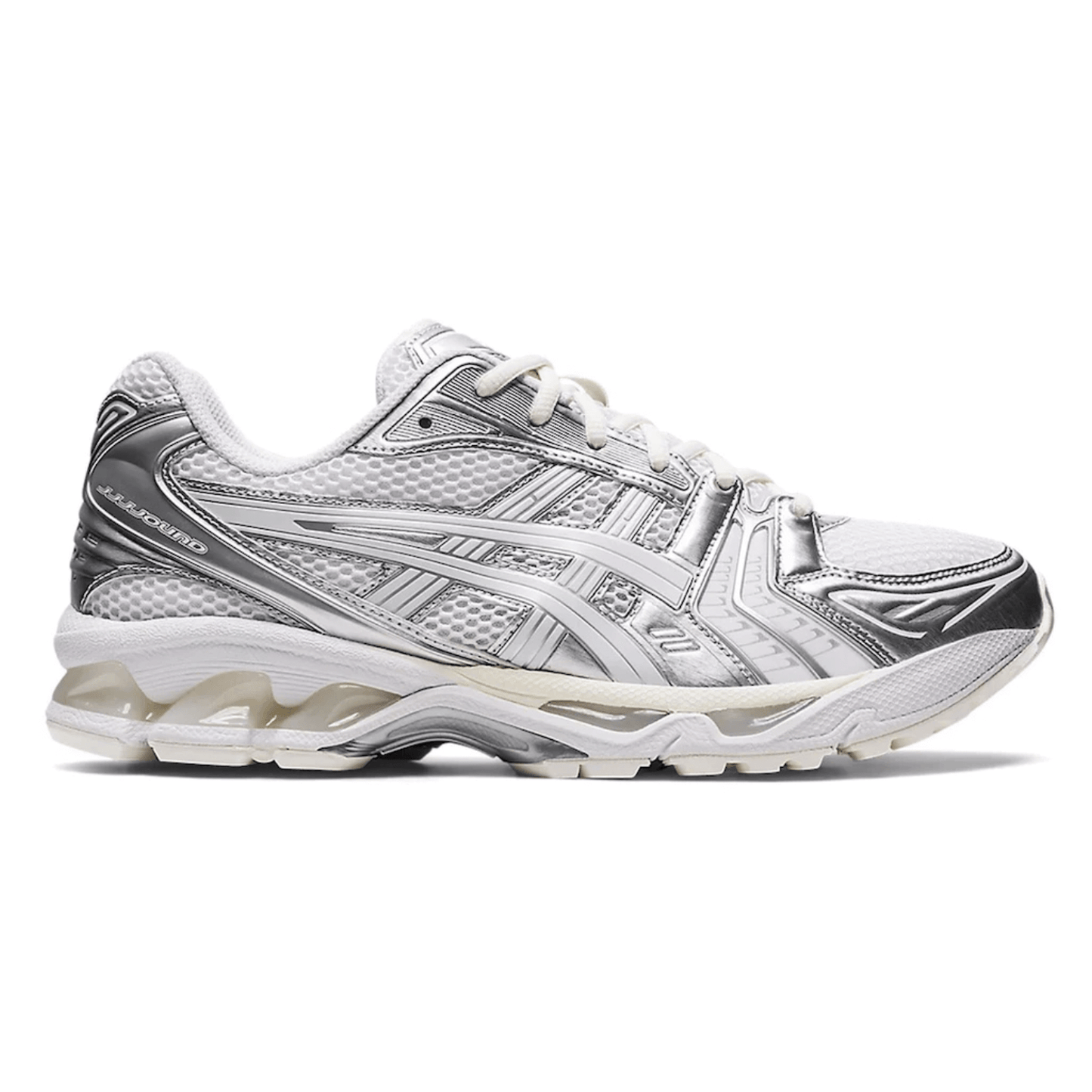 ASICS Gel-Kayano 14 JJJJound Silver White by Asics in Shoes. Available at KershKicks for £250.00. A must-have for fans of Asics looking to elevate their style with this Shoes.