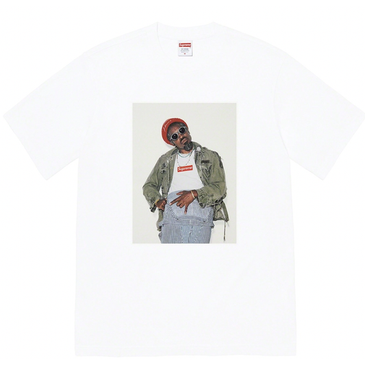 Supreme André 3000 Tee White by Supreme in . Available at KershKicks for £95.00. A must-have for fans of Supreme looking to elevate their style with this T-Shirt.