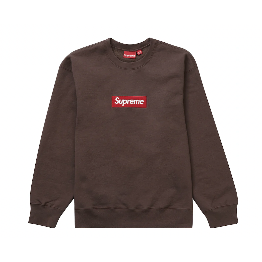 Supreme Box Logo Crewneck (FW22) Brown by Supreme in Clothing. Available at KershKicks for £250.00. A must-have for fans of Supreme looking to elevate their style with this Hoodie.