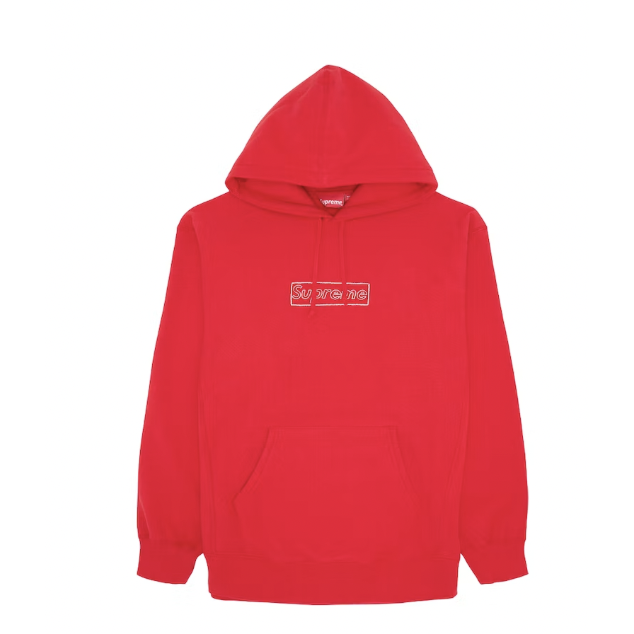 SUPREME KAWS CHALK LOGO HOODIE RED by Supreme in . Available at KershKicks for £275.00. A must-have for fans of Supreme looking to elevate their style with this Hoodie.