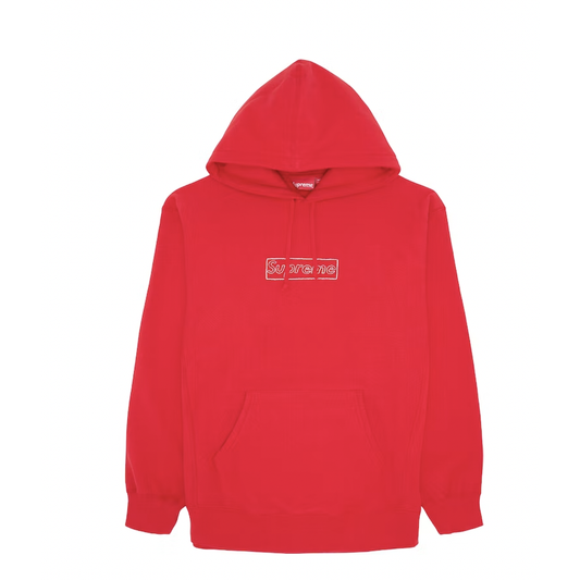 SUPREME KAWS CHALK LOGO HOODIE RED by Supreme in . Available at KershKicks for £275.00. A must-have for fans of Supreme looking to elevate their style with this Hoodie.