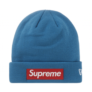 Supreme New Era Box Logo Beanie FW22 Blue Supreme KershKicks