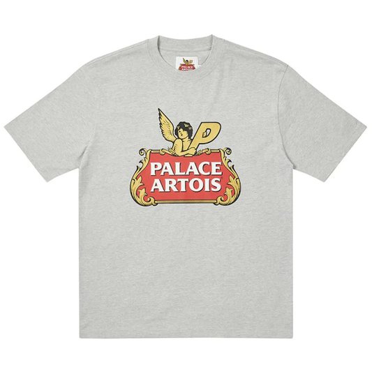 Palace Stella Artois Cartouche T-shirt Grey Marl by Palace in Clothing. Available at KershKicks for £95.00. A must-have for fans of Palace looking to elevate their style with this T-Shirt.