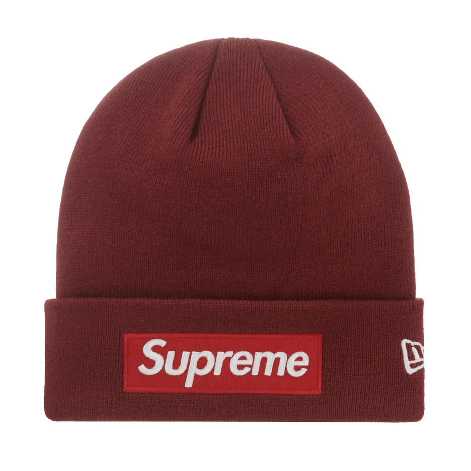 Supreme New Era Box Logo Beanie (FW22) Cardinal by Supreme in Hats. Available at KershKicks for £85.00. A must-have for fans of Supreme looking to elevate their style with this Hats.