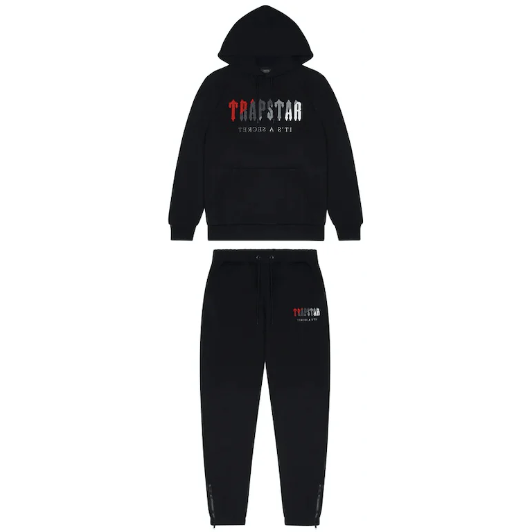 Trapstar Chenille Decoded Hoodie Tracksuit Black/Red by Trapstar from £285.00