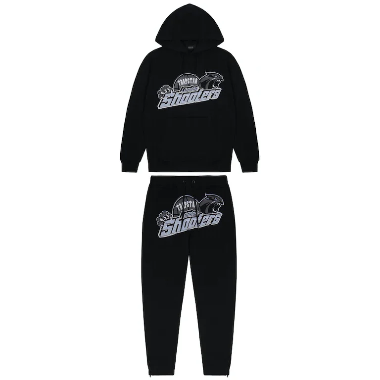 Trapstar Shooters Hoodie Tracksuit Black/Sky Blue by Trapstar in Clothing. Available at KershKicks for £285.00. A must-have for fans of Trapstar looking to elevate their style with this Hoodie.