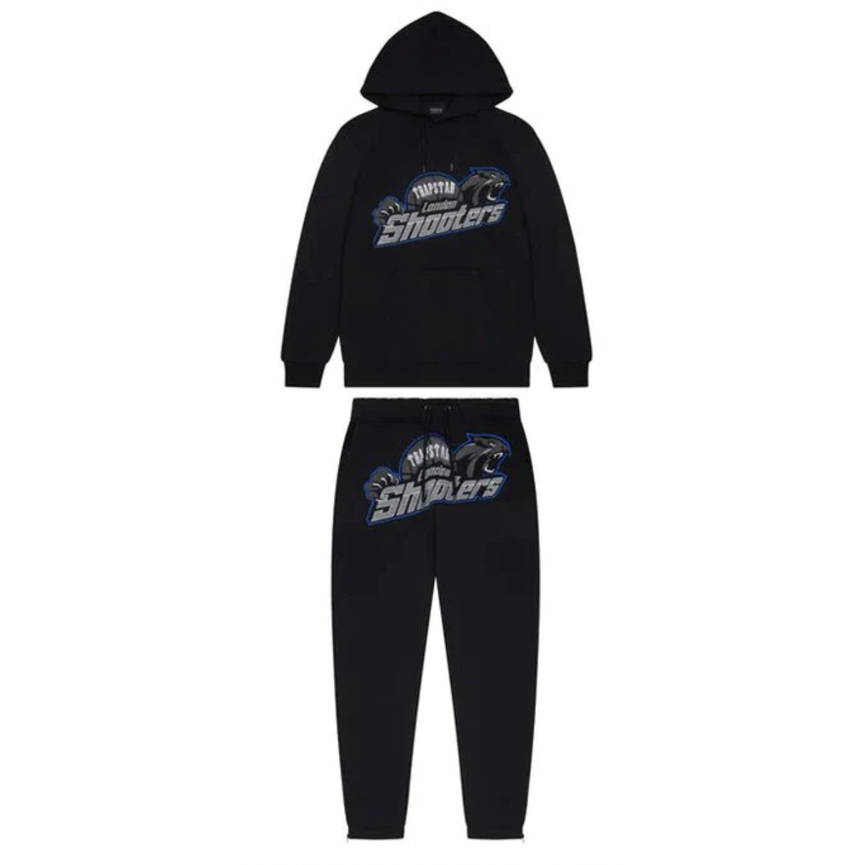 Trapstar Shooters Hooded Tracksuit Black Blue by Trapstar in Clothing. Available at KershKicks for £285.00. A must-have for fans of Trapstar looking to elevate their style with this Hoodie.