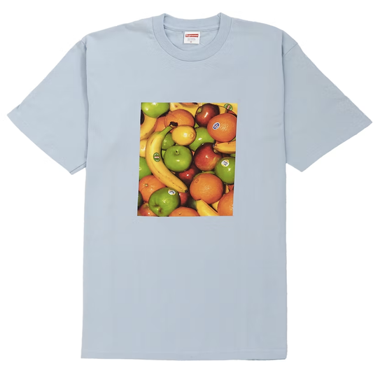 Supreme Fruit Tee Light Blue by Supreme in . Available at KershKicks for £70.00. A must-have for fans of Supreme looking to elevate their style with this T-Shirt.