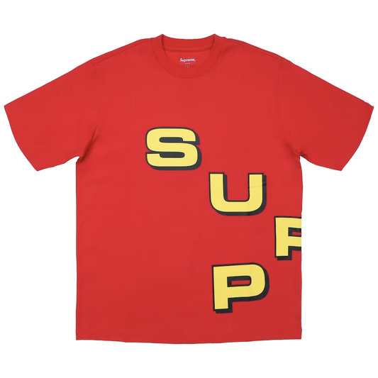 Supreme Stagger Tee Red by Supreme in . Available at KershKicks for £70.00. A must-have for fans of Supreme looking to elevate their style with this T-Shirt.