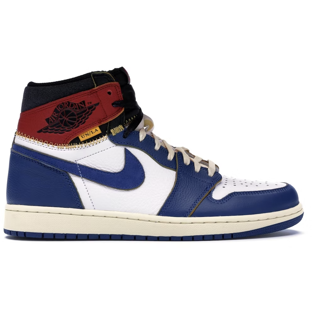 Jordan 1 Retro High Union Los Angeles Blue Toe by Jordan's in Shoes. Available at KershKicks for £1650.00. A must-have for fans of Jordan's looking to elevate their style with this Shoes.