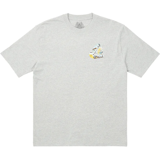 Palace Tri-Chrome T-shirt Grey Marl by Palace in Clothing. Available at KershKicks for £75.00. A must-have for fans of Palace looking to elevate their style with this T-Shirt.