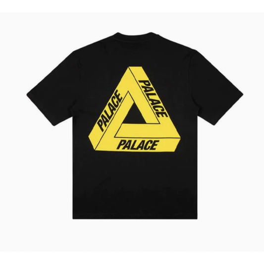 PALACE Tri-To-Help limited Yellow Triangle Short Sleeve Unisex Black by Palace in Clothing. Available at KershKicks for £75.00. A must-have for fans of Palace looking to elevate their style with this T-Shirt.