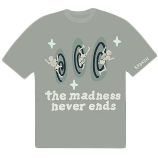Broken Planet Market Madness Never Ends T-Shirt - Mineral by Broken Planet Market in Clothing. Available at KershKicks for £95.00. A must-have for fans of Broken Planet Market looking to elevate their style with this T-Shirt.