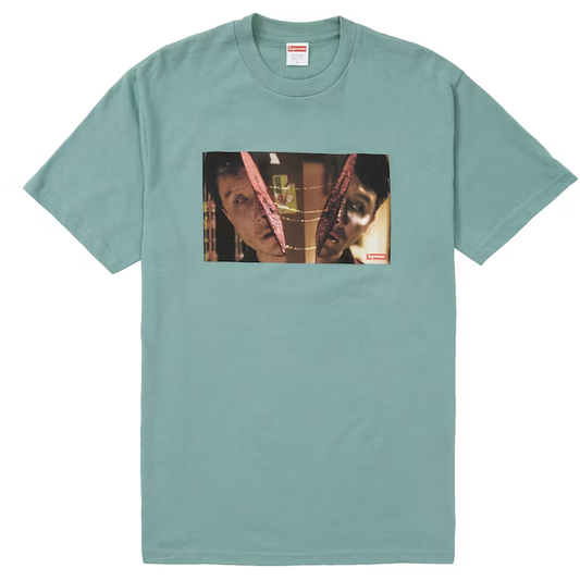 Supreme Split Tee Dusty Teal by Supreme in . Available at KershKicks for £95.00. A must-have for fans of Supreme looking to elevate their style with this T-Shirt.