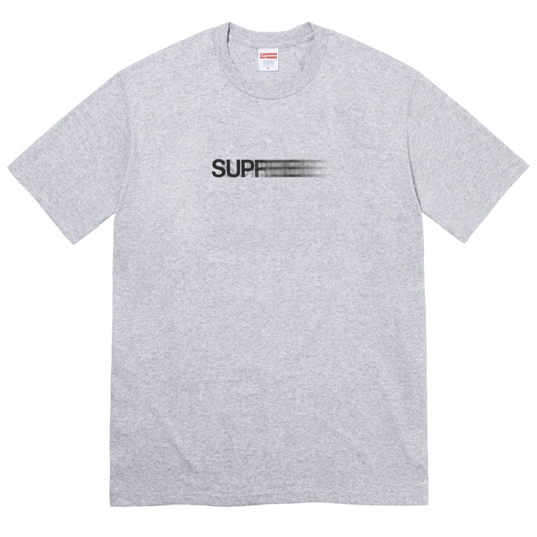 Supreme Motion Logo Tee (SS23) Heather Grey by Supreme in . Available at KershKicks for £85.00. A must-have for fans of Supreme looking to elevate their style with this T-Shirt.