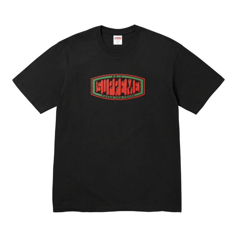 Supreme Pound Tee Black by Supreme in . Available at KershKicks for £85.00. A must-have for fans of Supreme looking to elevate their style with this T-Shirt.