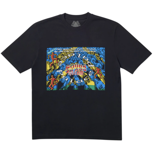 PALACE SOUND MATE TEE BLACK by Palace in . Available at KershKicks for £80.00. A must-have for fans of Palace looking to elevate their style with this T-Shirt.