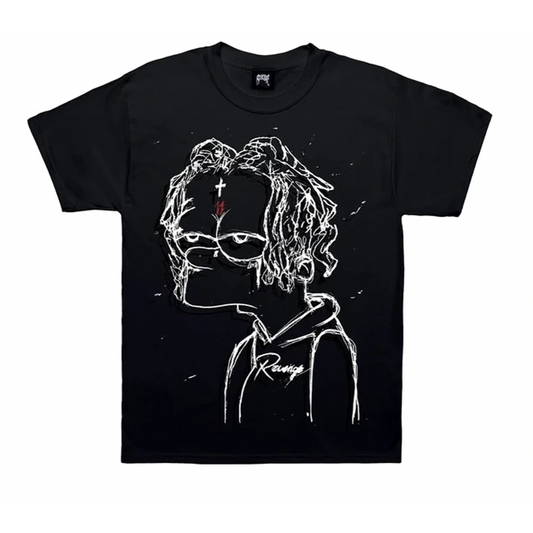 Revenge x Trippie Redd Bart Tee Black by Revenge in . Available at KershKicks for £95.00. A must-have for fans of Revenge looking to elevate their style with this T-Shirt.