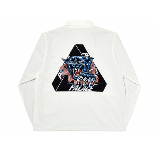 Palace Ripped Coach Jacket - White by Palace in Clothing. Available at KershKicks for £150.00. A must-have for fans of Palace looking to elevate their style with this Jacket.