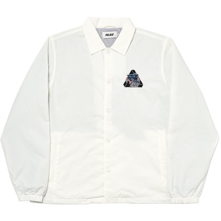 Palace Ripped Coach Jacket - White by Palace in Clothing. Available at KershKicks for £150.00. A must-have for fans of Palace looking to elevate their style with this Jacket.