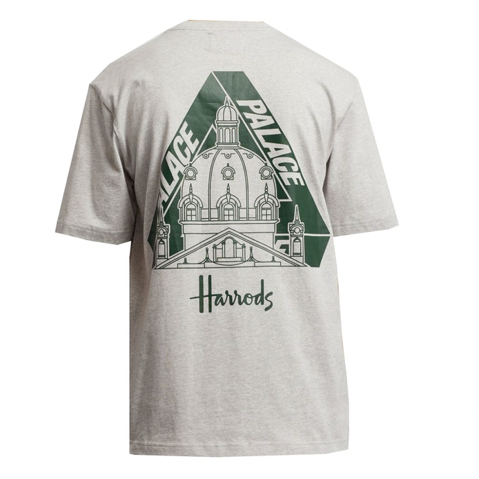 Palace x Harrods Logo T-shirt Grey by Palace in . Available at KershKicks for £100.00. A must-have for fans of Palace looking to elevate their style with this T-Shirt.