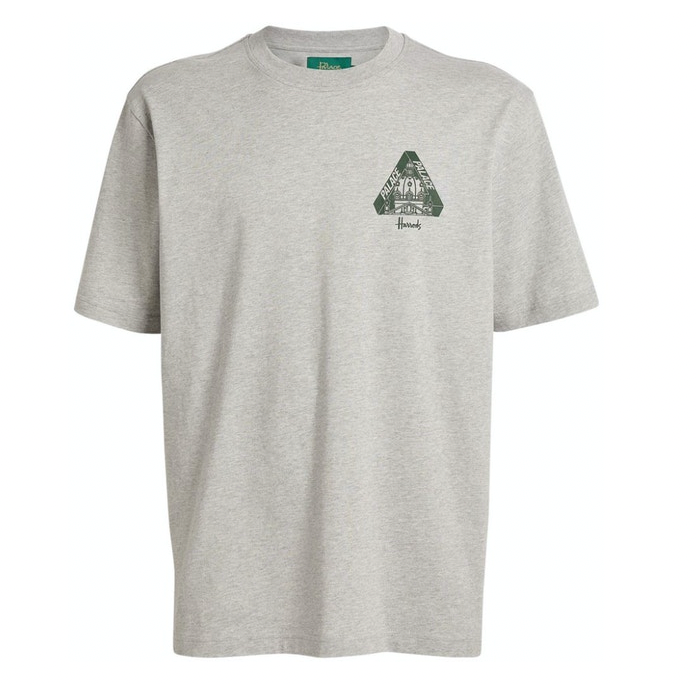 Palace x Harrods Logo T-shirt Grey by Palace in . Available at KershKicks for £100.00. A must-have for fans of Palace looking to elevate their style with this T-Shirt.