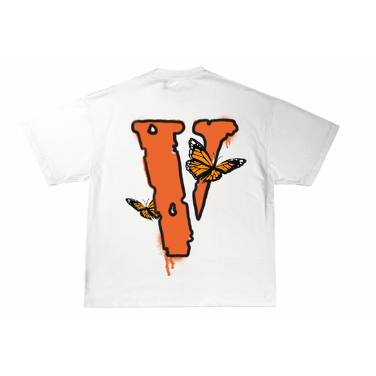 Juice Wrld x Vlone Butterfly T-Shirt White by Vlone in . Available at KershKicks for £130.00. A must-have for fans of Vlone looking to elevate their style with this T-Shirt.