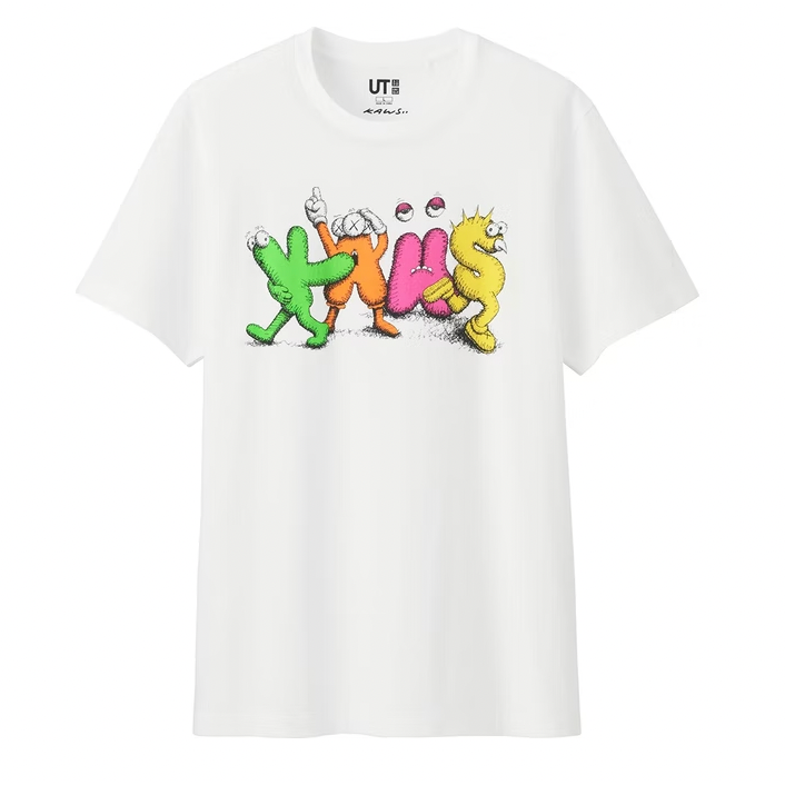 Kaws x Uniqlo Logo Tee - White by Kaws in Clothing. Available at KershKicks for £100.00. A must-have for fans of Kaws looking to elevate their style with this T-Shirt.
