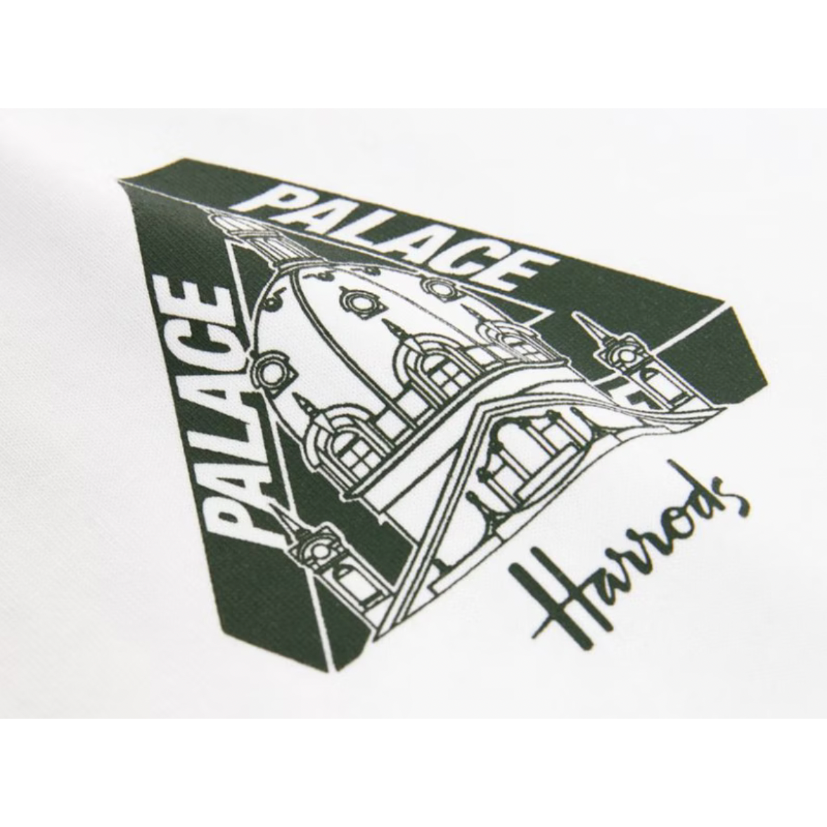 Palace x Harrods Logo T-shirt White by Palace in . Available at KershKicks for £100.00. A must-have for fans of Palace looking to elevate their style with this T-Shirt.