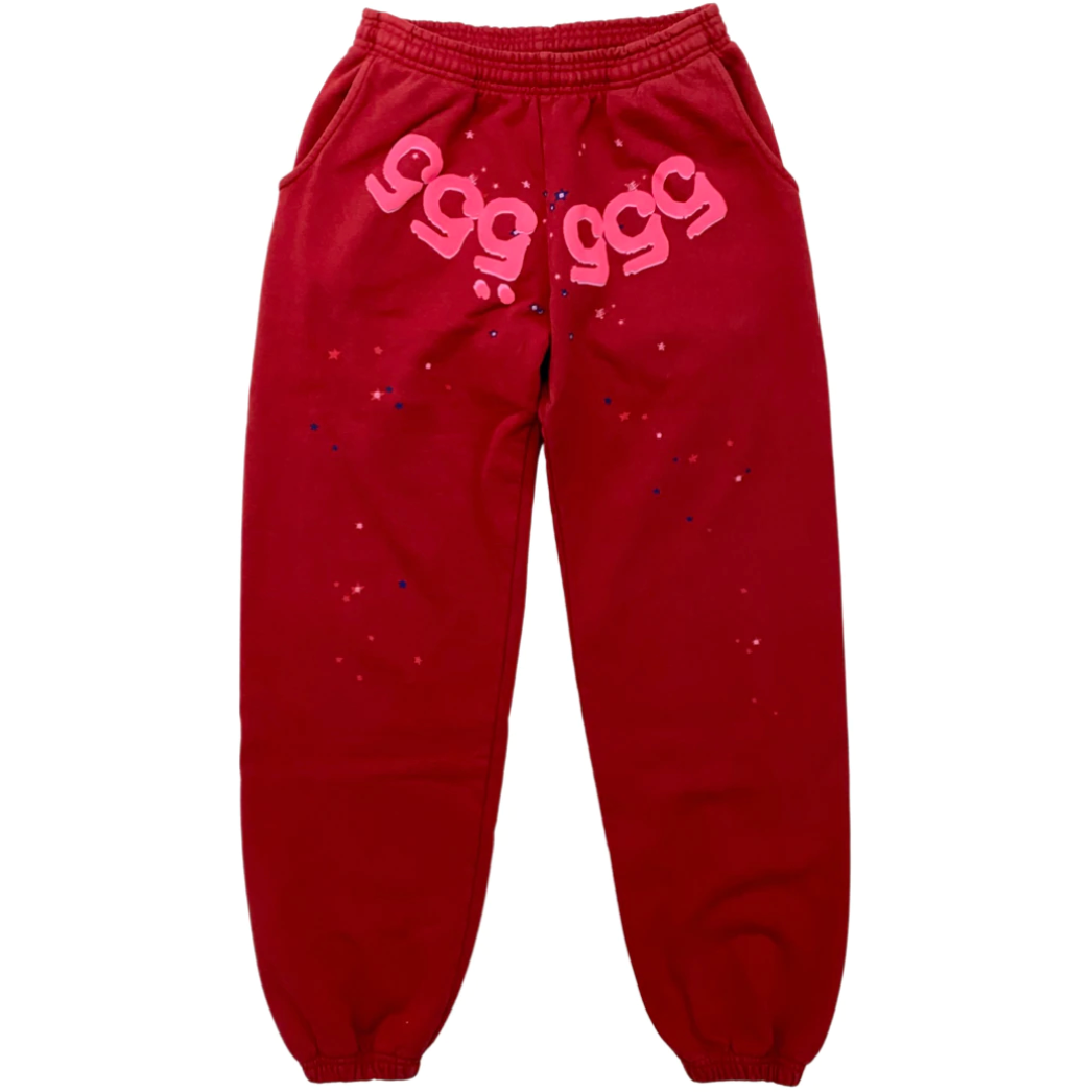 Sp5der Worldwide Red Angel Number 555 Sweatpants Red from Young Thug
