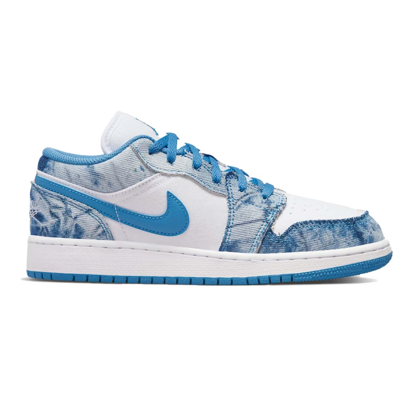 Jordan 1 Low Washed Denim (GS) by Jordan's in Shoes. Available at KershKicks for £125.00. A must-have for fans of Jordan's looking to elevate their style with this Shoes.