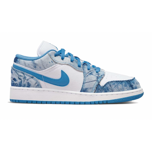 Jordan 1 Low Washed Denim (GS) by Jordan's in Shoes. Available at KershKicks for £125.00. A must-have for fans of Jordan's looking to elevate their style with this Shoes.