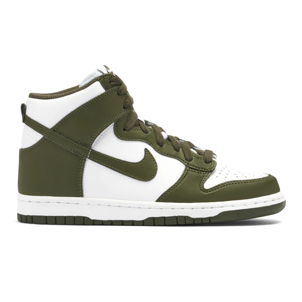 Nike Dunk High Khaki 'GS' by Nike in Shoes. Available at KershKicks for £115.00. A must-have for fans of Nike looking to elevate their style with this Shoes.