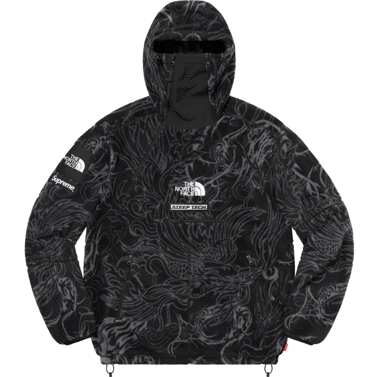 Supreme The North Face Steep Tech Fleece Pullover Black Dragon by Supreme in Clothing. Available at KershKicks for £365.00. A must-have for fans of Supreme looking to elevate their style with this Jacket.