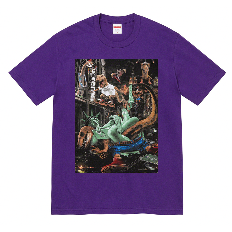 Supreme T-Rex Tee Purple by Supreme in Clothing. Available at KershKicks for £85.00. A must-have for fans of Supreme looking to elevate their style with this T-Shirt.
