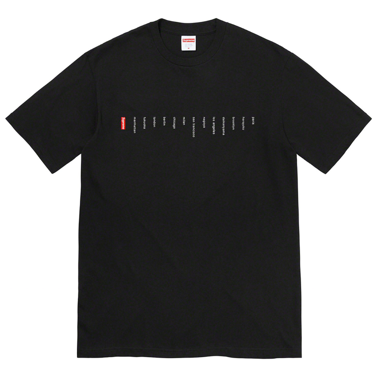 Supreme Location Tee Black by Supreme in Clothing. Available at KershKicks for £75.00. A must-have for fans of Supreme looking to elevate their style with this T-Shirt.