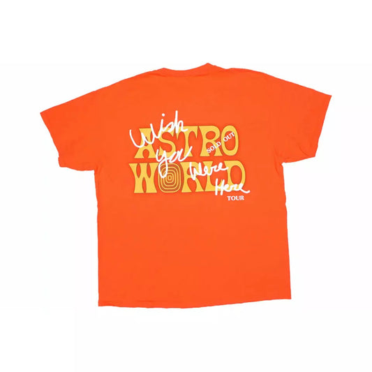 Travis Scott Astroworld Houston Exclusive T-Shirt Orange by Travis Scott in . Available at KershKicks for £110.00. A must-have for fans of Travis Scott looking to elevate their style with this T-Shirt.
