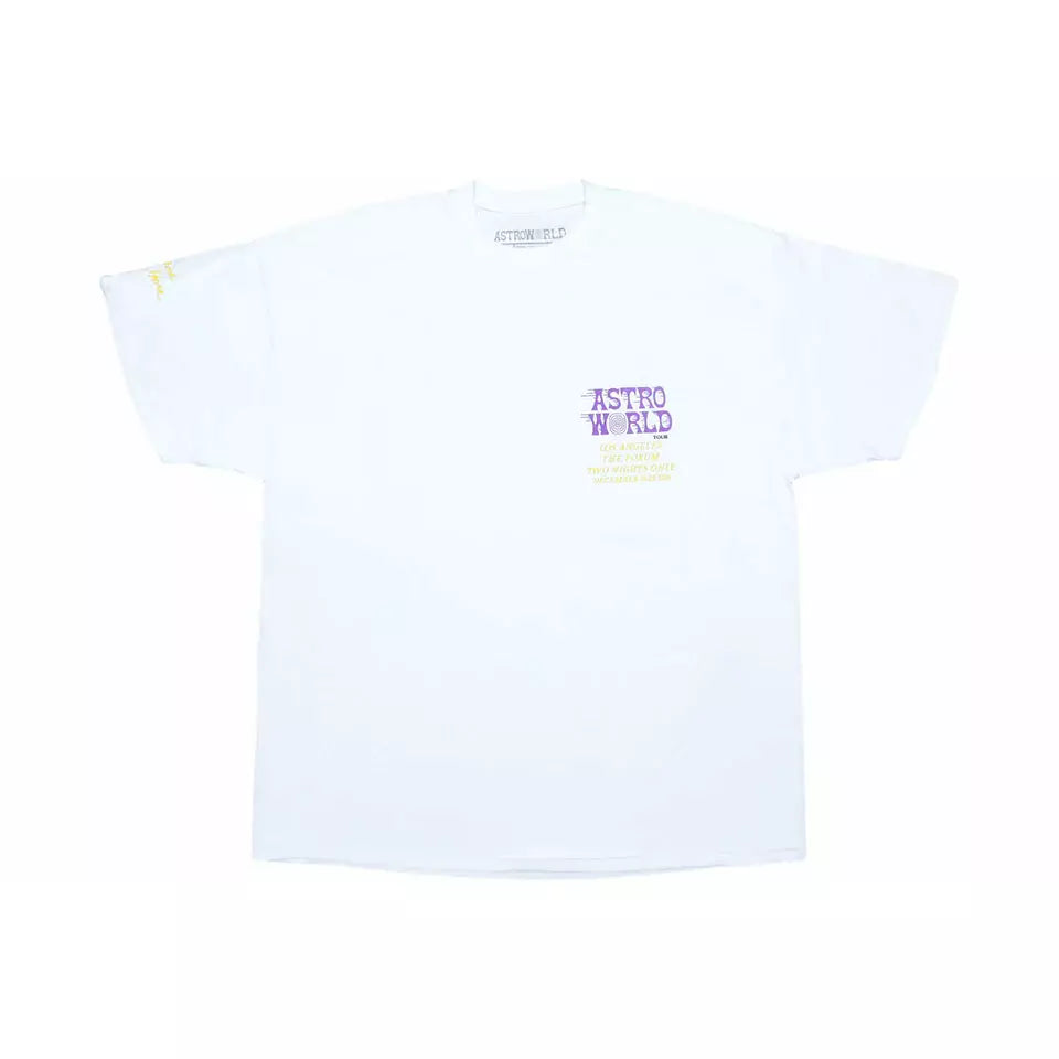 Travis Scott Astroworld Tour LA Exclusive Tee by Travis Scott in . Available at KershKicks for £110.00. A must-have for fans of Travis Scott looking to elevate their style with this T-Shirt.