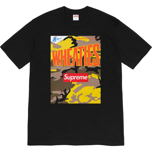 Supreme Wheaties Tee Black by Supreme in . Available at KershKicks for £85.00. A must-have for fans of Supreme looking to elevate their style with this T-Shirt.