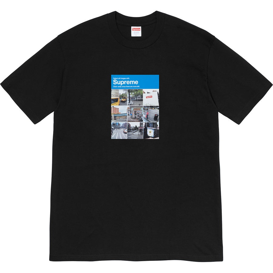 Supreme Verify Tee - Black by Supreme in . Available at KershKicks for £90.00. A must-have for fans of Supreme looking to elevate their style with this T-Shirt.